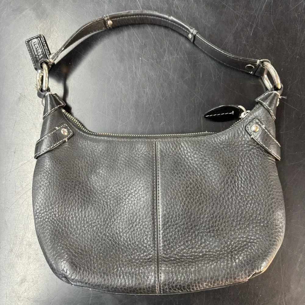 Coach Hobo Bag Penelope Black Pebble Leather  Medium  HandBag Purse Y2k Vintage